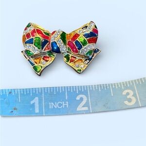 Colorful Mosaic Bow Brooch multi colored jewelry pin